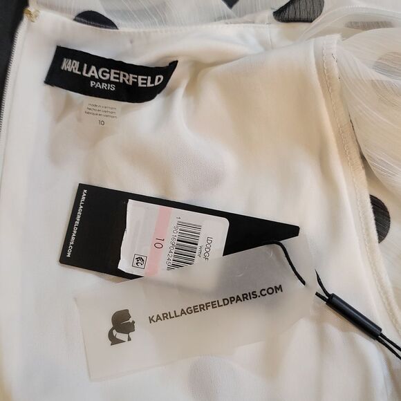 BRAND NEW KARL LAGERFELD PARIS WOMEN'S FAUX WRAP RUFFLE CHIFFON DRESS - Picture 15 of 16